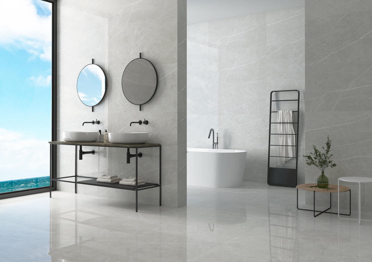 Elite Silver Marble Look Porcelain Tile