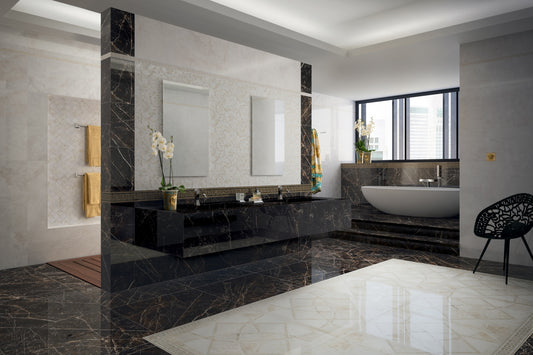 Versace Emote Intarsio Bianco/Nero Stone Look Porcelain Tile