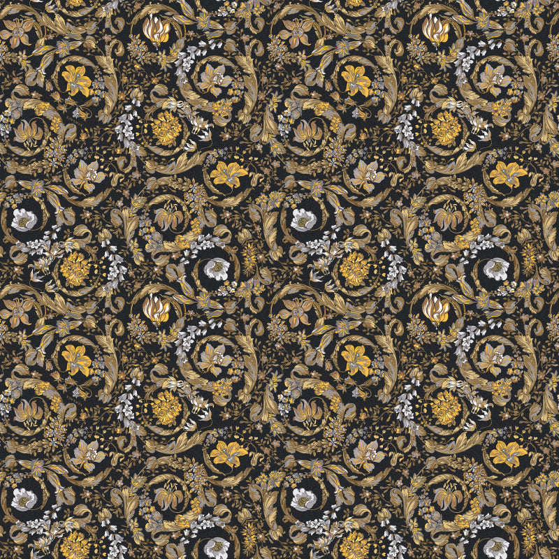 Versace Manifesto Barocco Garden Black Iconic Look Porcelain Tile