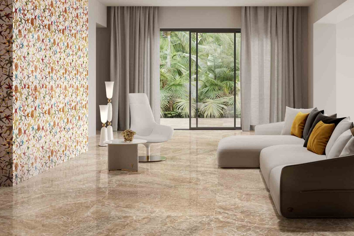 Versace Gemstones Cristallo Miele/megabarocco/foulard Stone Look Porcelain Tile