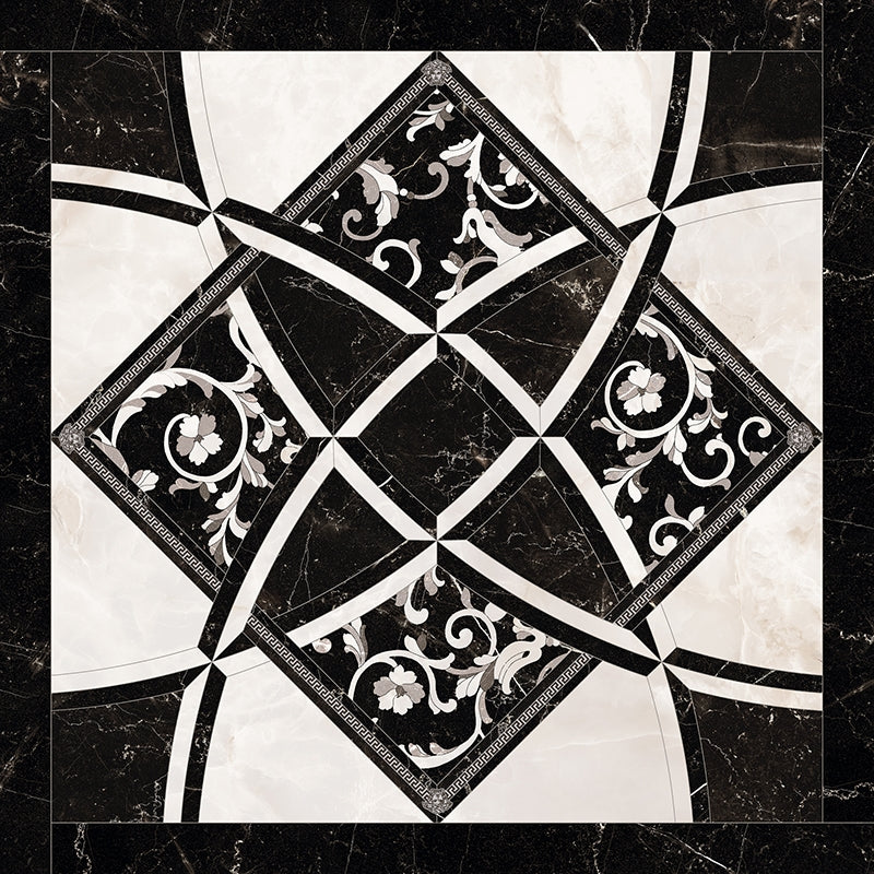 Versace Emote Intarsio Bianco/Nero Stone Look Porcelain Tile
