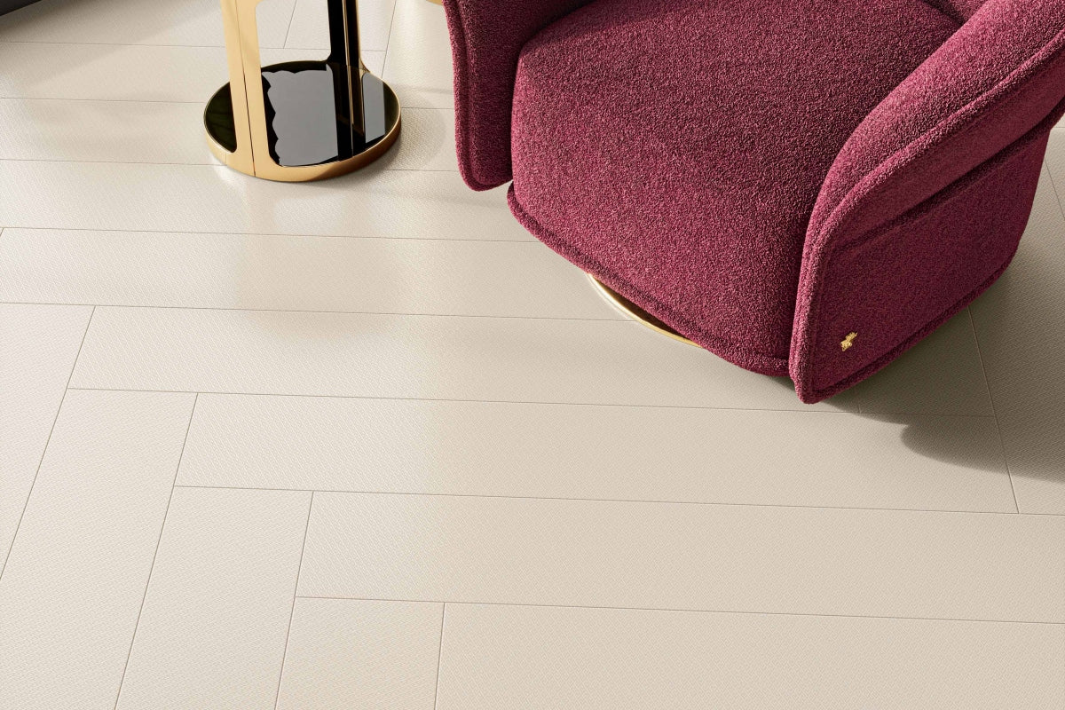 Versace La Greca Signiture Cream/Cut Cream Fabric Look Porcelain Tile