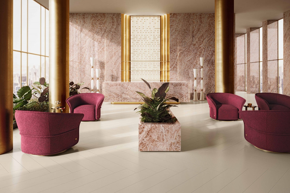 Versace La Greca Signiture Cream/Cut Cream Fabric Look Porcelain Tile