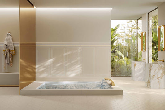 Versace La Greca Signiture Cream/Cut Cream Fabric Look Porcelain Tile