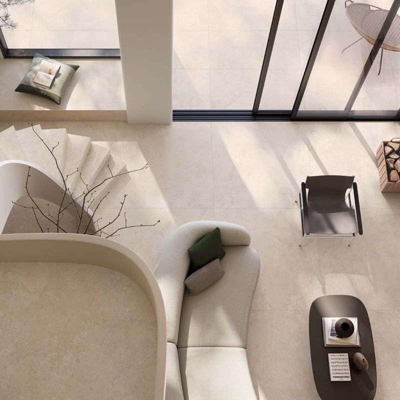 Double Plain Beige Natural Stone Porcelain Tile