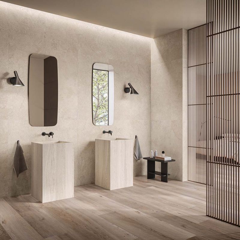 Double Plain Beige Natural Stone Porcelain Tile