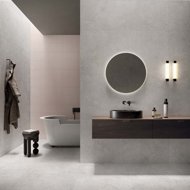 Double Plain Grey Natural Stone Porcelain Tile