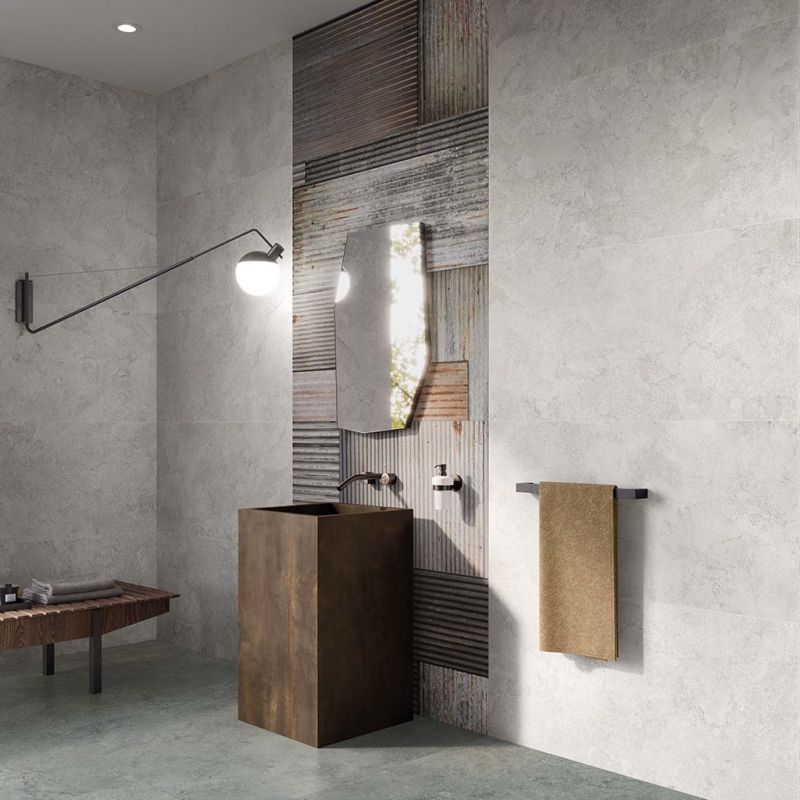 Double Plain Grey Natural Stone Porcelain Tile