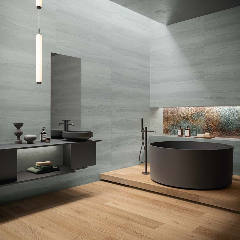 Double Linear Mint Natural Stone Porcelain Tile