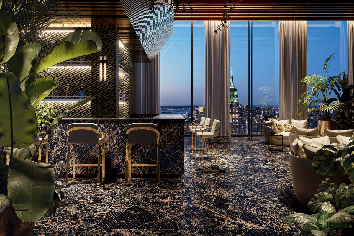 Versace Maximvs Black & Gold/Megabarocco Marble Look Porcelain Tile