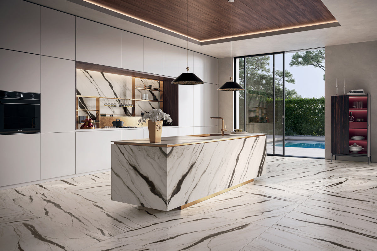 Versace Maximvs Panda White Marble Look Porcelain Tile