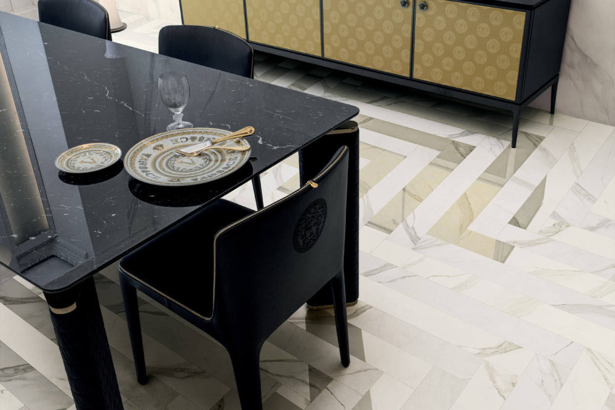 Versace Maximvs Statuario White/Megabarocco Marble Look Porcelain Tile