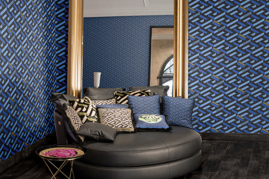 Versace Manifesto La Greca Maxi Blue Iconic Look Porcelain Tile