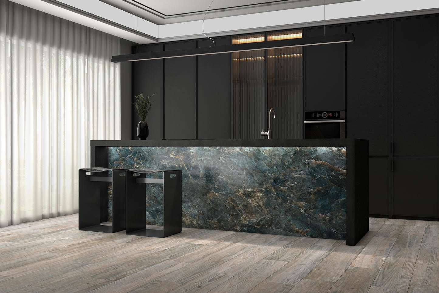 Porceluxe Labradorite RoyalBlue Marble Look Porcelain Slab