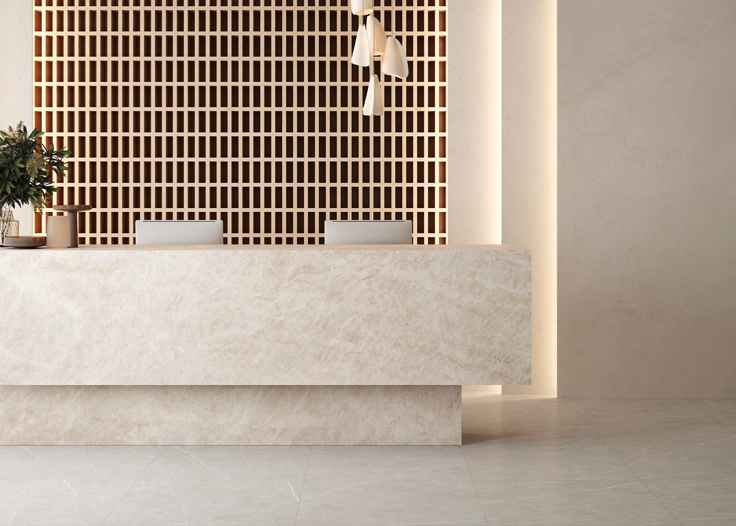Porceluxe Taj Mahal Almond Marble Look Porcelain Slab
