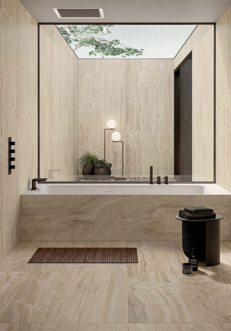 Navona Honey Vein Cut Natural Stone Porcelain Tile