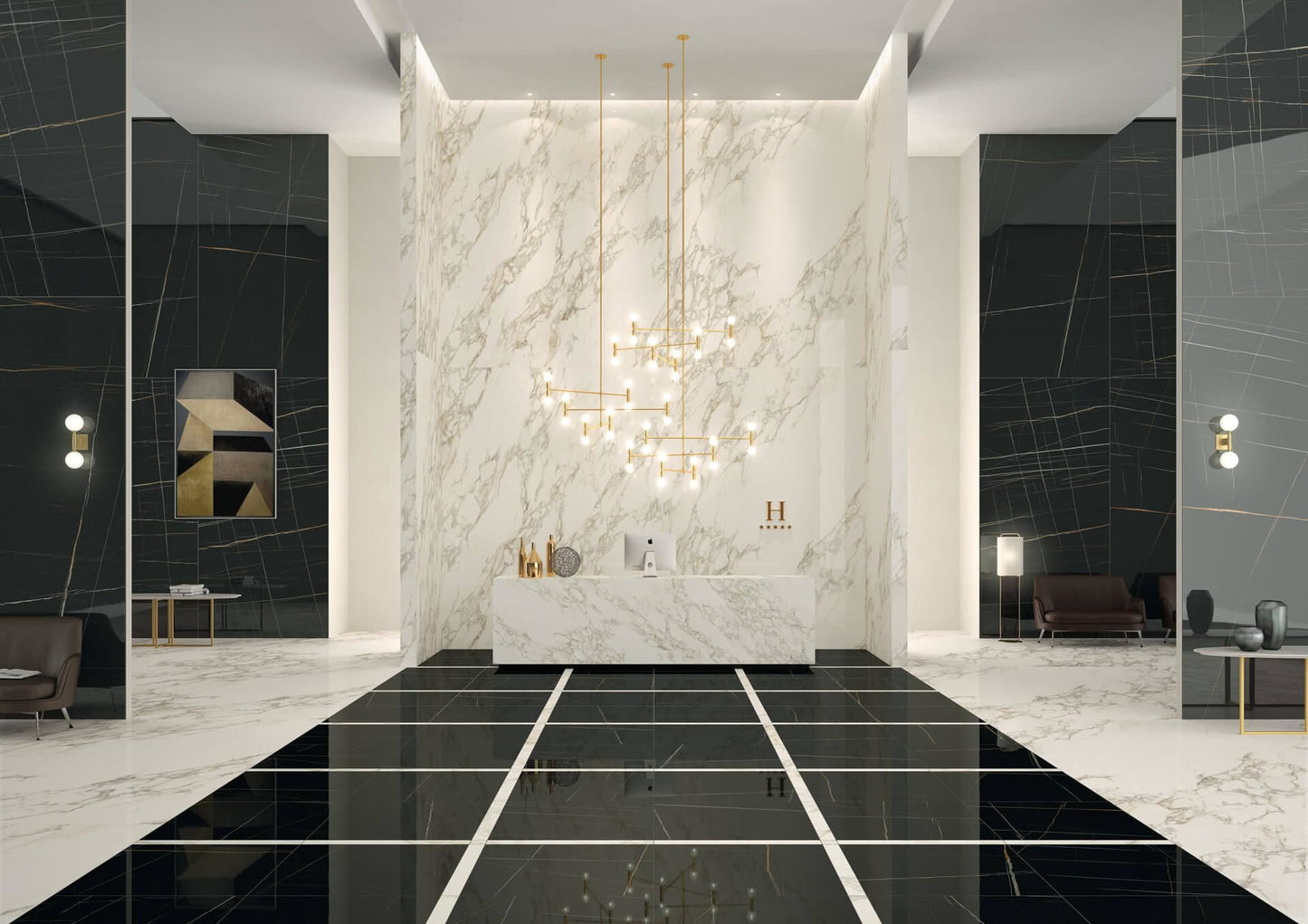Porceluxe Sahara Noir Marble Look Porcelain Slab