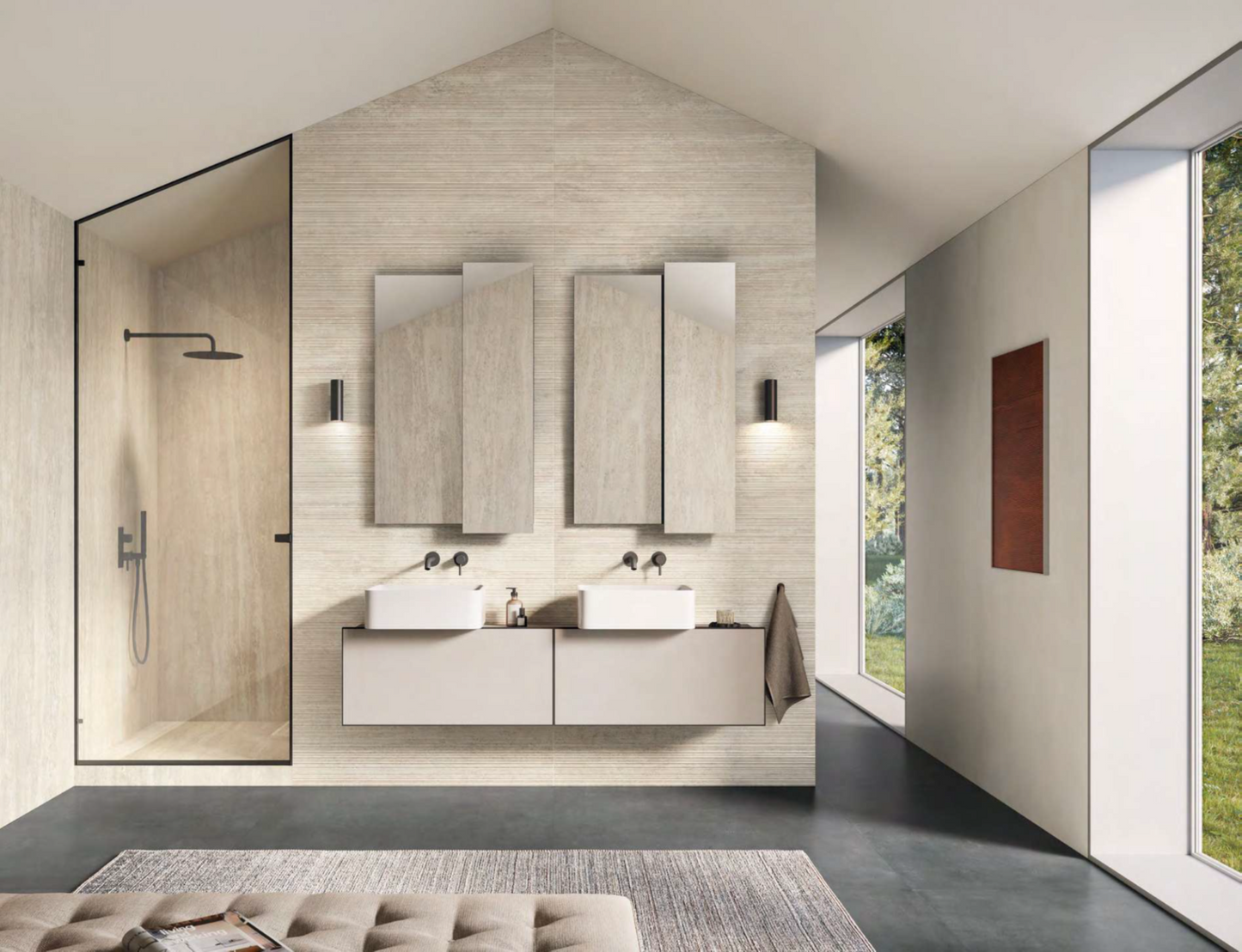 Travertini Beige Cross Cut Natural Stone Porcelain Tile