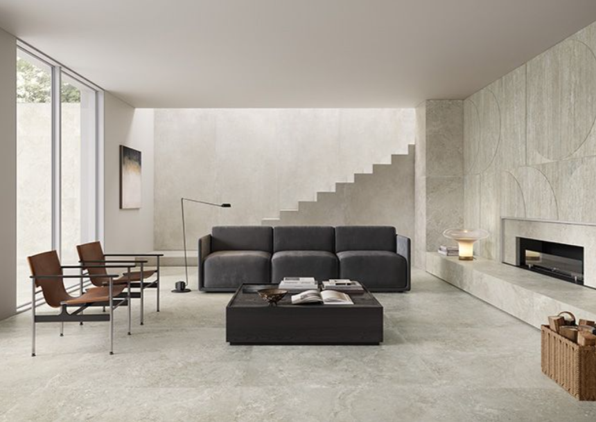 Travertini Grigio Cross Cut Natural Stone Porcelain Tile