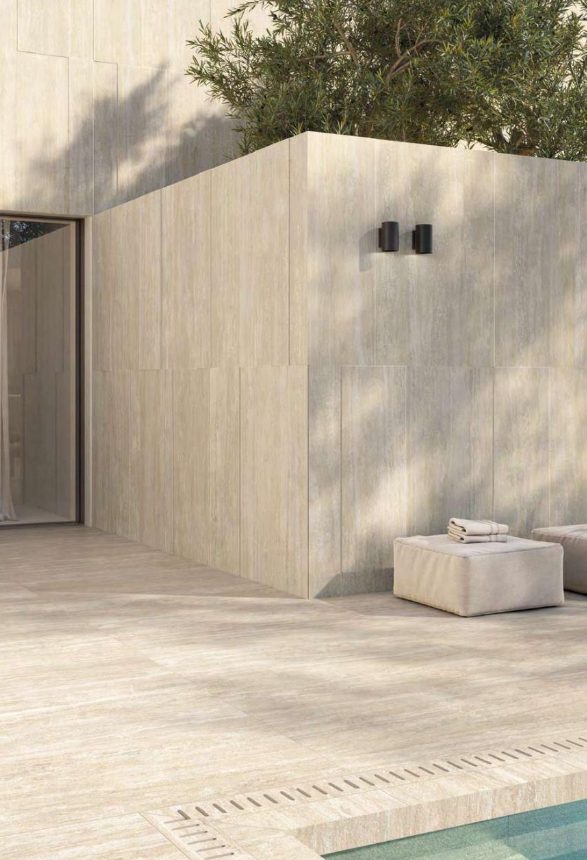 Travertini Beige Vein Cut Natural Stone Porcelain Tile