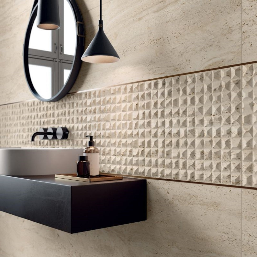 Navona Honey Vein Cut Natural Stone Porcelain Tile