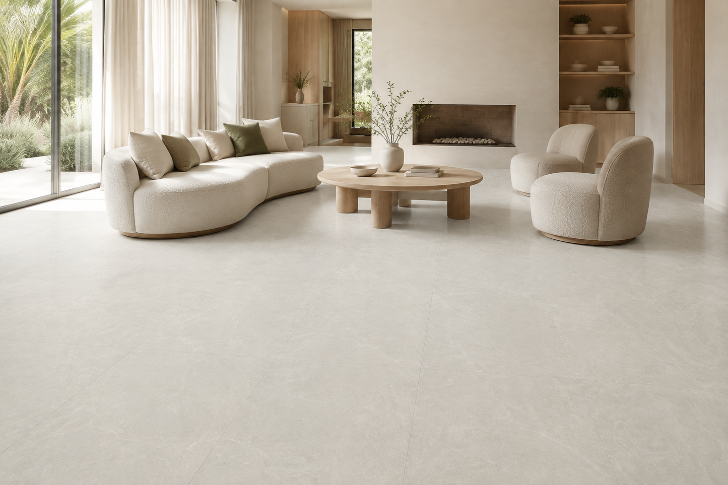 Natural White Stone Look Porcelain Tile