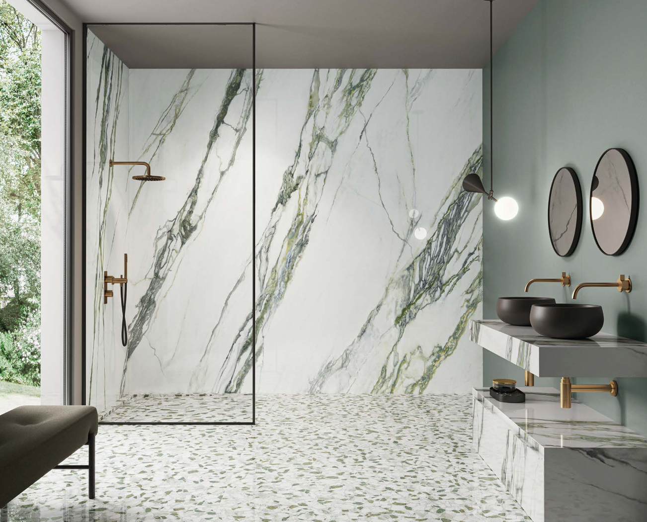 Charm Experience Calacatta Green Marble Look Porcelain Tile
