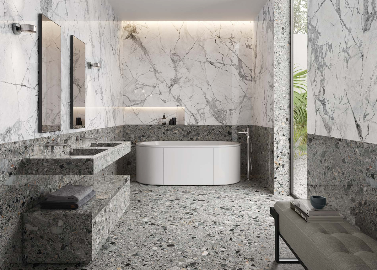 Charm Experience Invisible Grey Marble Look Porcelain Tile