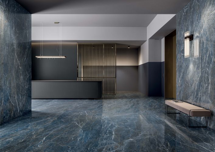 Charm Experience Blue Saint Laurent Marble Look Porcelain Tile