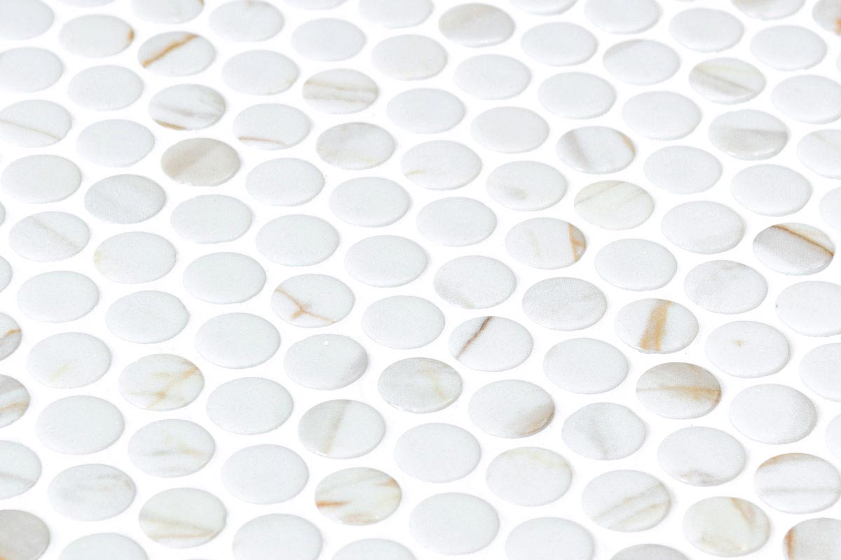 Aqualuxe Penny Calacatta Gold Matte Mosaic Tile