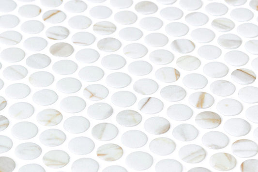 Aqualuxe Penny Calacatta Gold Matte Mosaic Tile