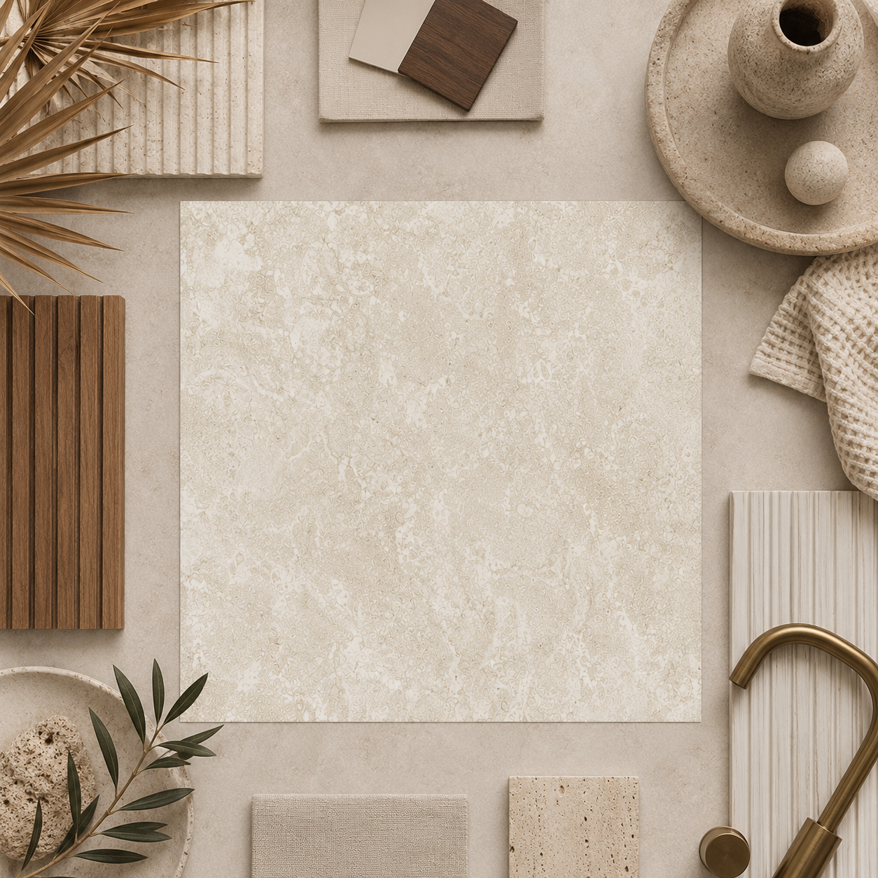 Travertini Beige Cross Cut Natural Stone Porcelain Tile