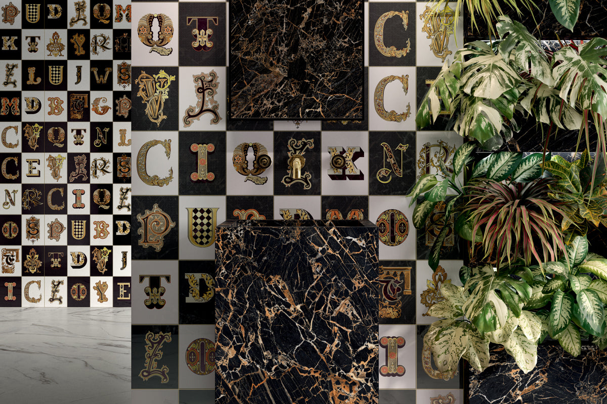 Versace Manifesto Lettering Iconic Look Porcelain Tile – Tiles For Design