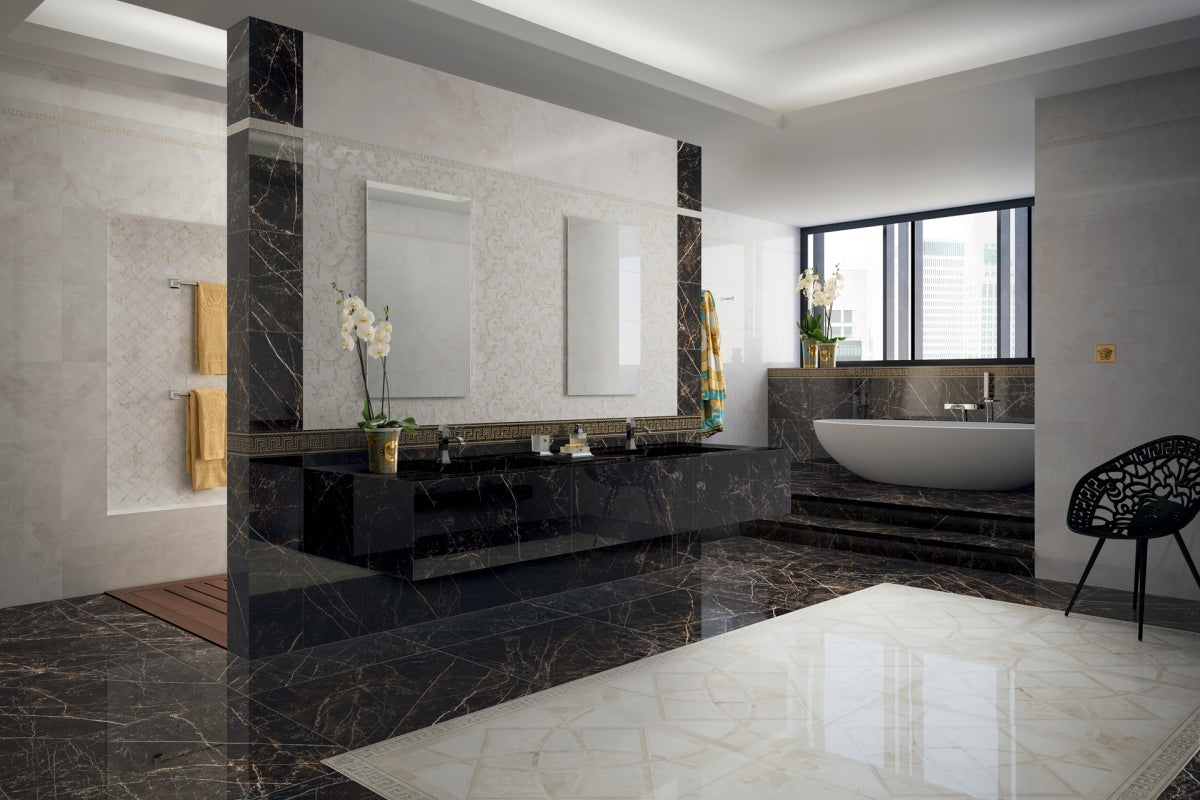 Versace Emote Onice Bianco/Intarsio Stone Look Porcelain Tile