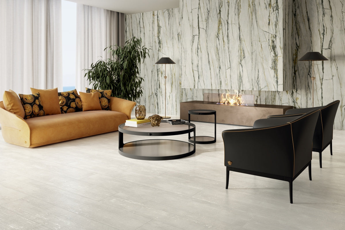 Versace Eterno White/White Patchwork/White Intreccio/White Barocco Timber Look Porcelain Tile