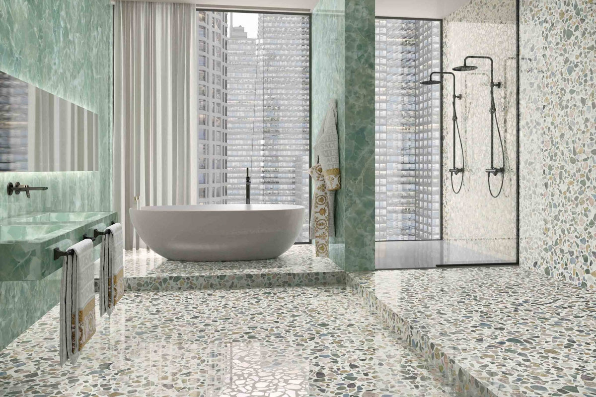 Versace GemStones White Shards Stone Look Porcelain Tile