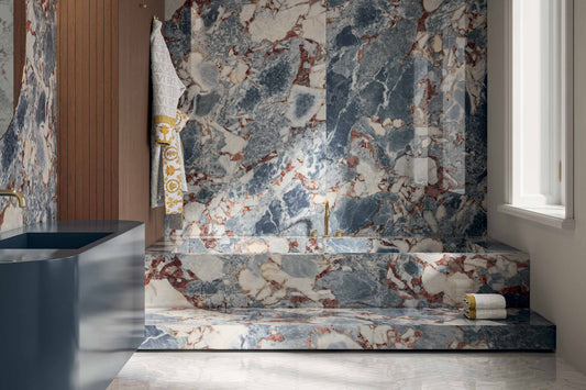 Versace Ocean Blue Marble Look Porcelain Tile
