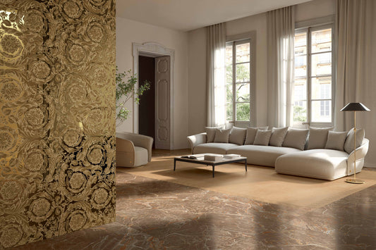 Versace Caravaggio Caramel Marble Look Porcelain Tile