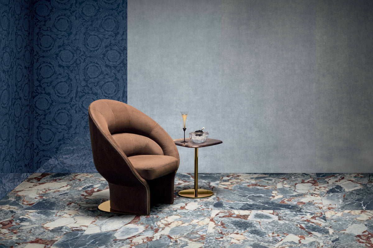 Versace Ocean Blue Marble Look Porcelain Tile