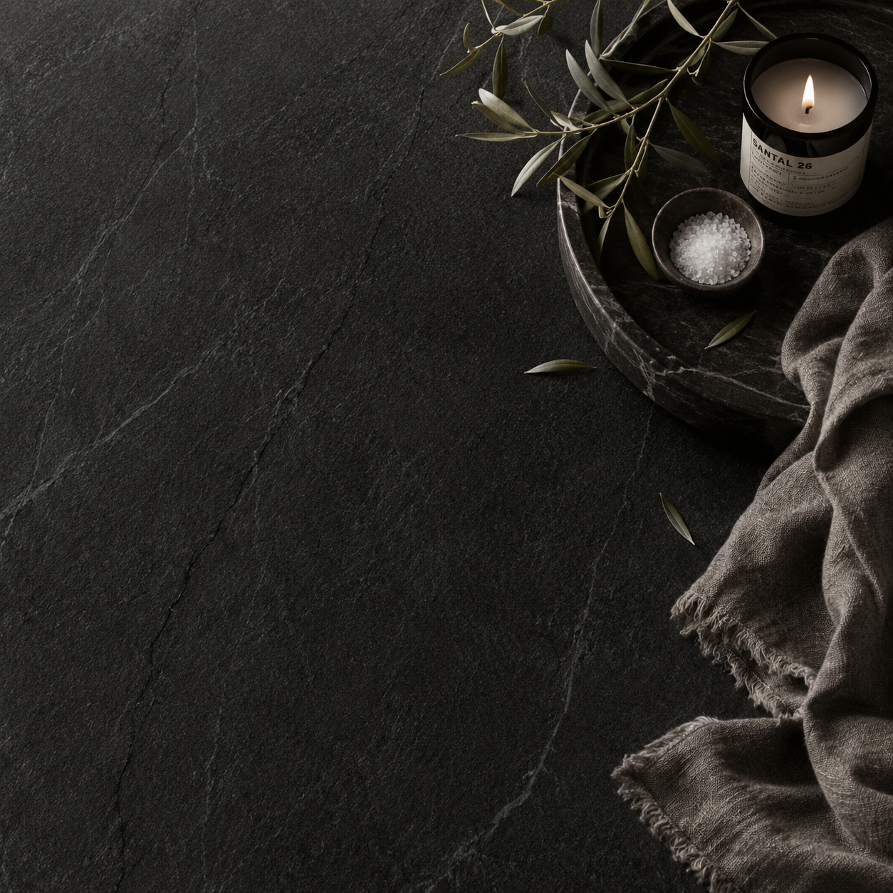 Mythe Black Natural Stone Porcelain Tile