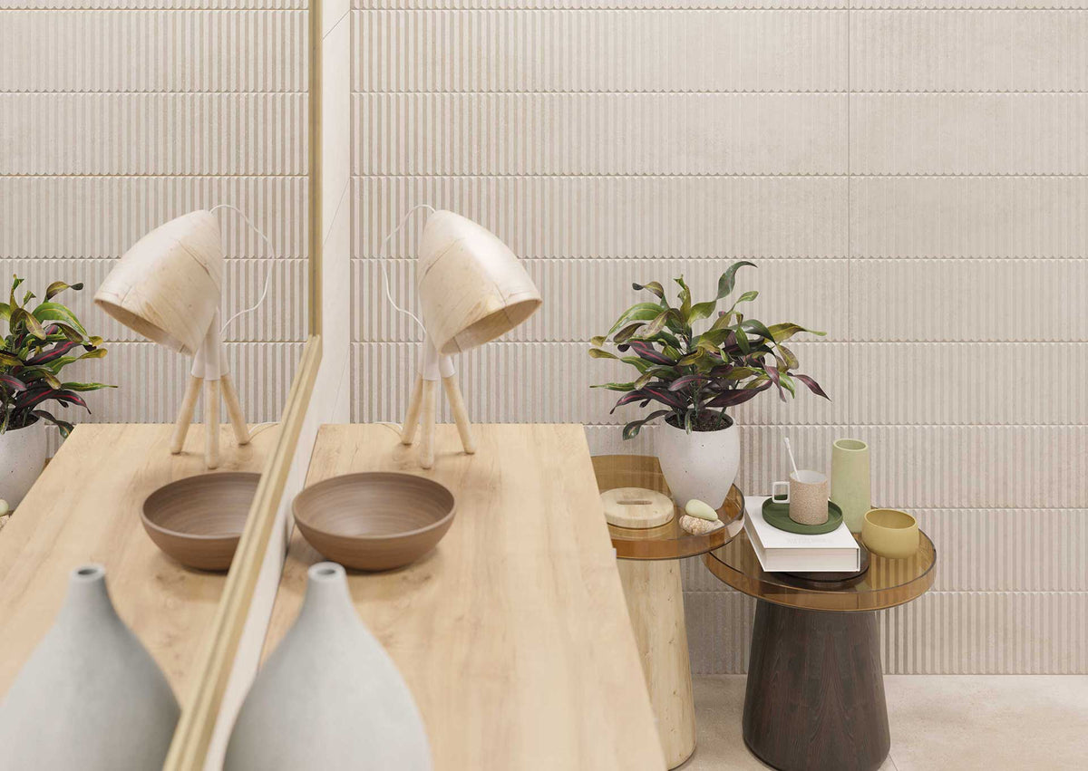 Interga Tile Integra White Fluted Porcelain Wall Tile – Tiles For Design