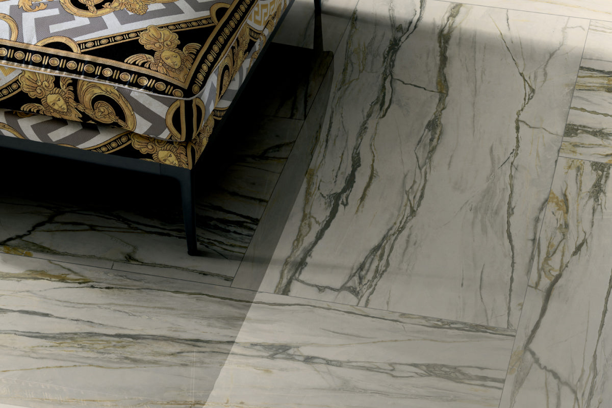 Versace Maximvs Calacatta Green Marble Look Porcelain Tile