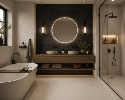 Aqualuxe Penny Black Matte Mosaic Tile