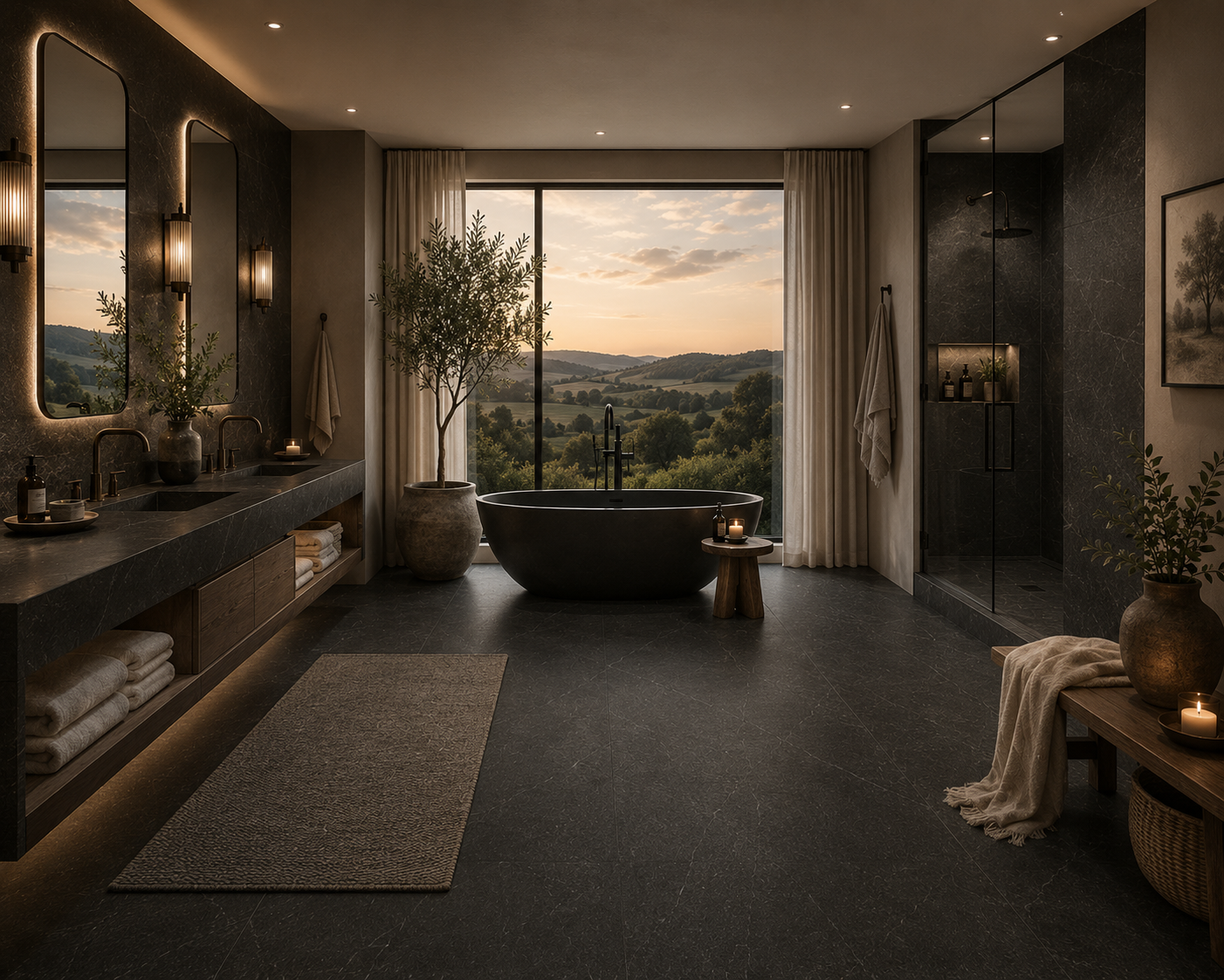 Mythe Black Natural Stone Porcelain Tile