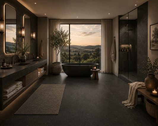 Mythe Black Natural Stone Porcelain Tile