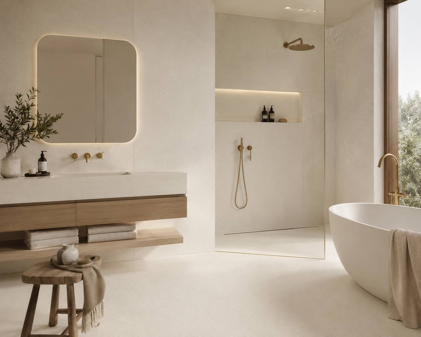 Mythe White Natural Stone Porcelain Tile