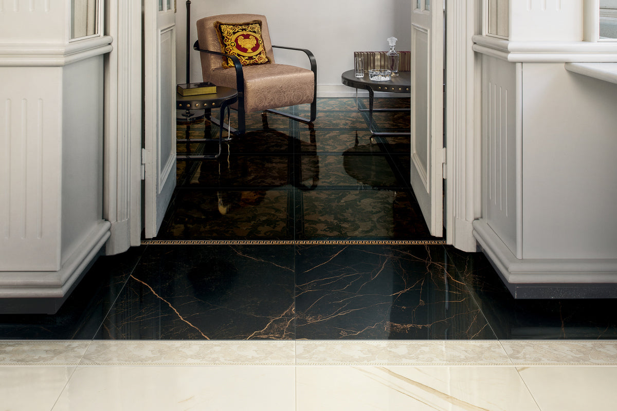 Versace Marble Nero Marble Look Porcelain Tile