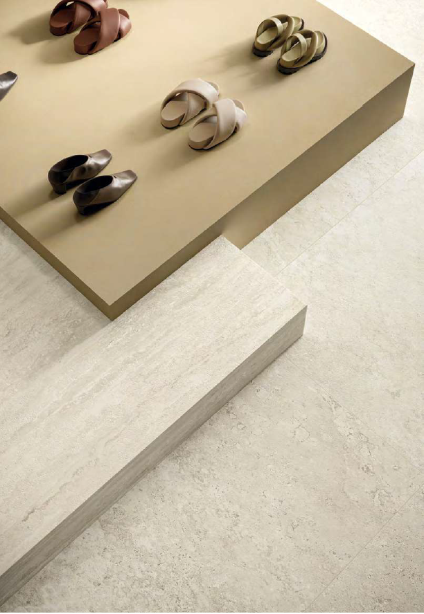 Travertini Bianco Cross Cut Natural Stone Porcelain Tile