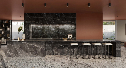 Charm Experience Calacatta Black Marble Look Porcelain Tile