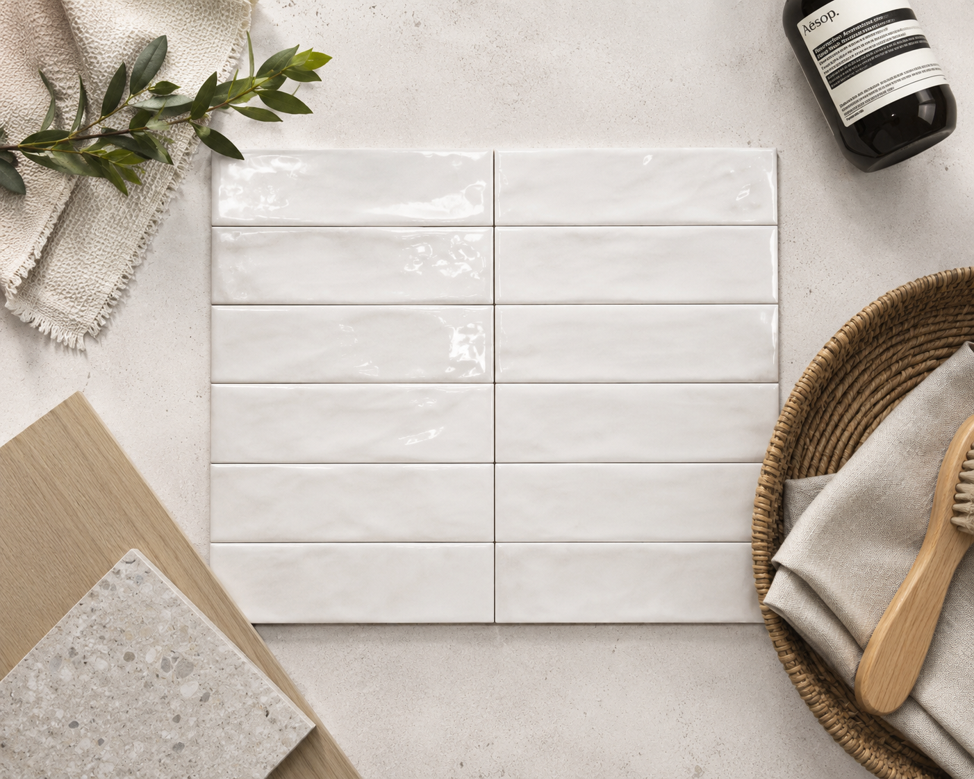 Hanoi White Gloss Subway Tile